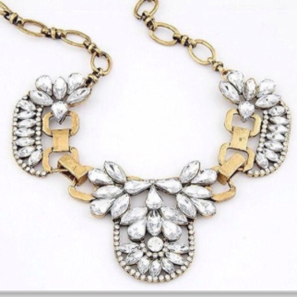 Rhinestone and Gold bauble statement necklace
