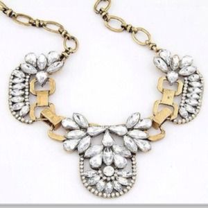 Rhinestone and Gold bauble statement necklace