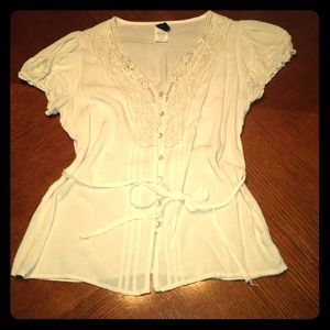 Crochet design top with belt ties