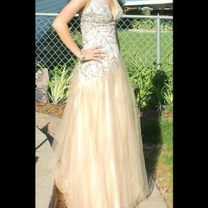 Gold Jovani prom dress.