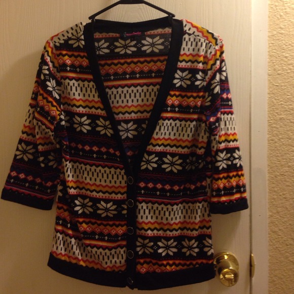 Tribal print cardigan.