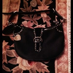 Gorgeous Nine West bag. Black satin/velvet studded
