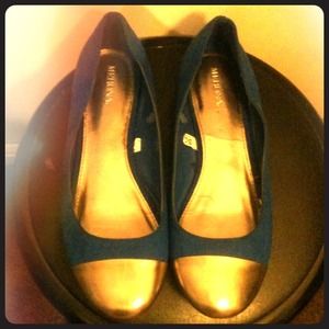 Electric blue and silver flats