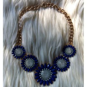 Royal Blue Flower Statement Necklace -$18 OBO!