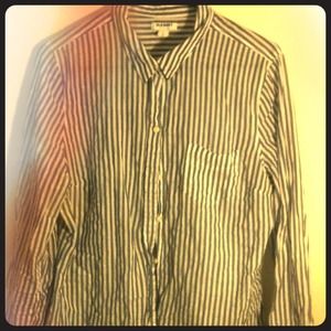 Blue and white stripped collared shirt