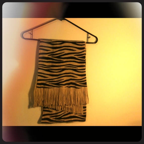 Camel colored zebra striped scarf
