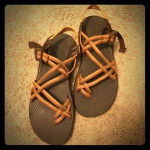 Size 10 Chaco double strap sandals with toe loop