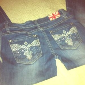Adorable Distressed, Jeweled, MACHINE Skinny Jeans