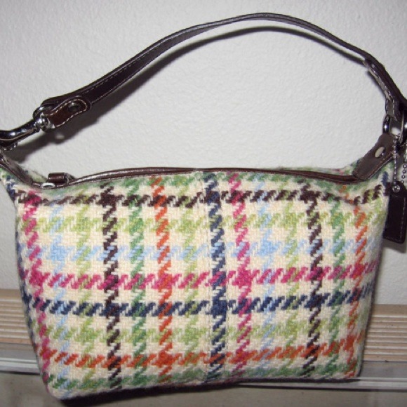 COACH Tattersall Hampton Wool Tweed Handbag Purse