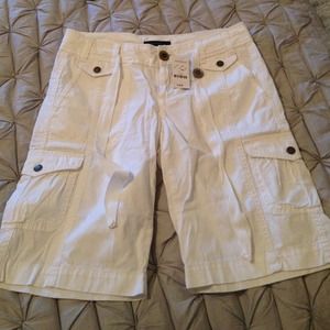 White knee length express shorts