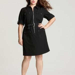 💟 Michael Kors black belted plus dress