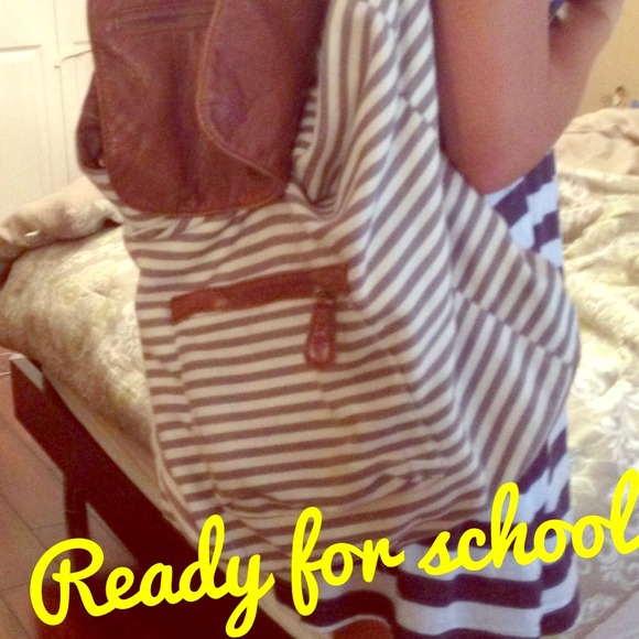 Urban Outfitters leather & striped book bag!