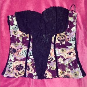 Floral strapless bustier