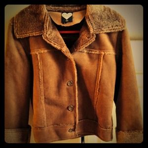 Brown faux suede/fur jacket