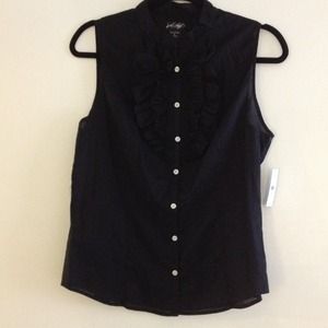 Black Ruffled Sleeveless Blouse