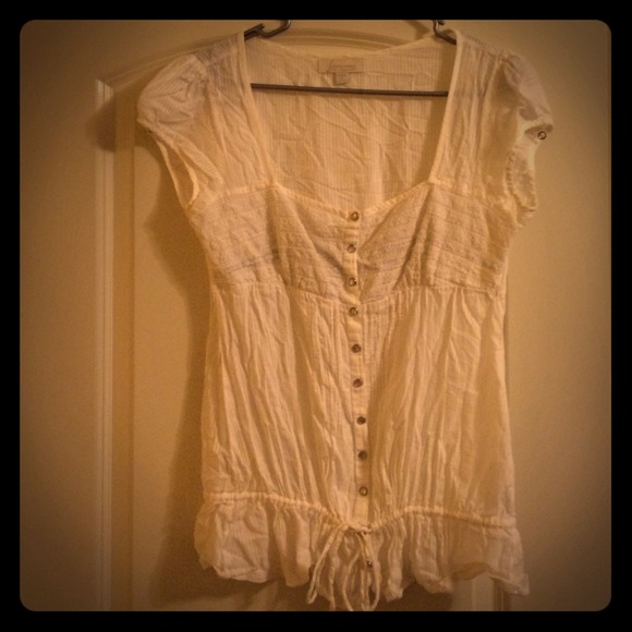 Stradivarius cream peasant top size large