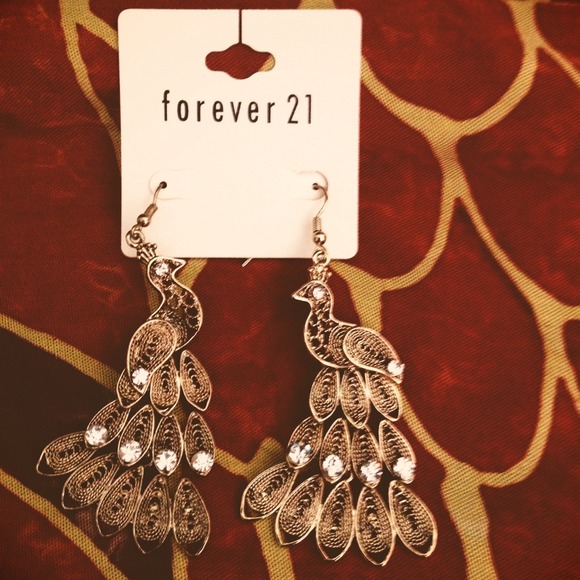 Gold peacock earrings