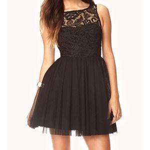 Crochet Tulle Black Dress