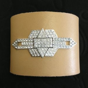 Leather and crystal cuff