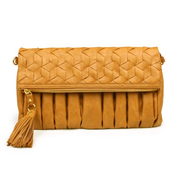 #braided #leather #clutch with #tassel zipper