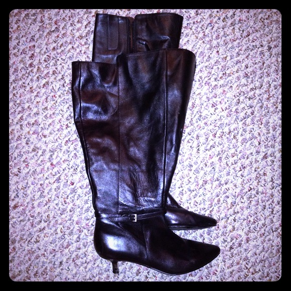 Nine West Leather Kitten Heel Boots