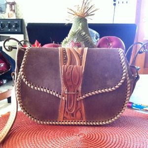 Brown distressed crossbody bag