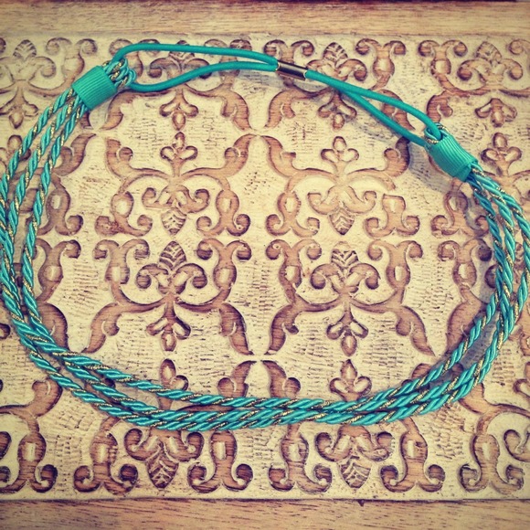 Mint and gold braided headband