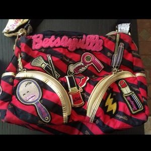Red Betsey Johnson Make-up Hair Stylist Handbag