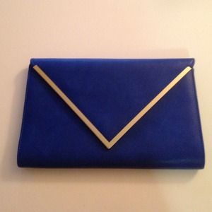 Aldo royal blue clutch with gold trim