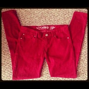 Red skinny jeans