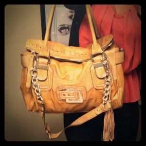 Guess? Tan leather/suede handbag.