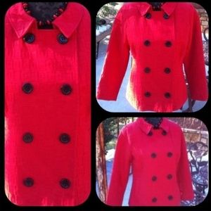 Host PickX3Deep red lined blazer square emboss