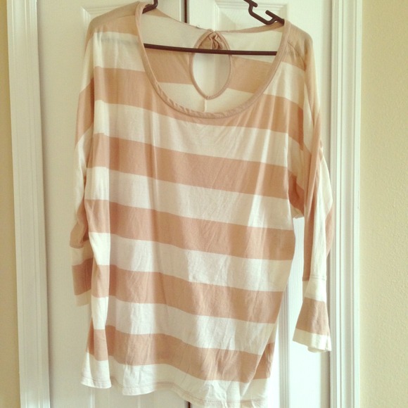 Striped Tan and White Top