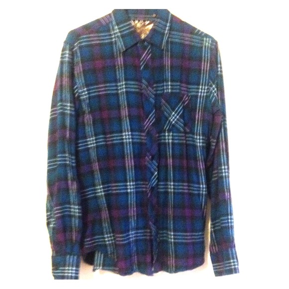 Blue and purple plaid shirt