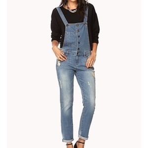 Life in Progress Distressed Overalls