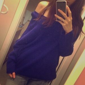 Bright blue loose fit sweater