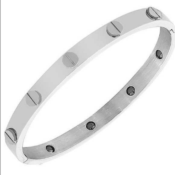 Silver Stainless Steel Love Bangle !