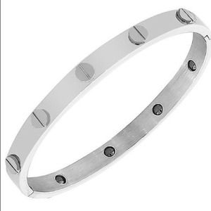 Silver Stainless Steel Love Bangle !