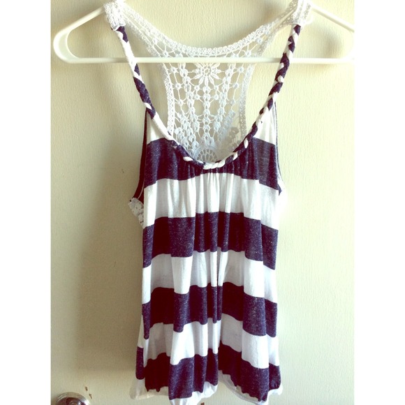 Crochet-back Striped Tank