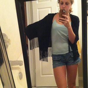 Black fringed cardigan