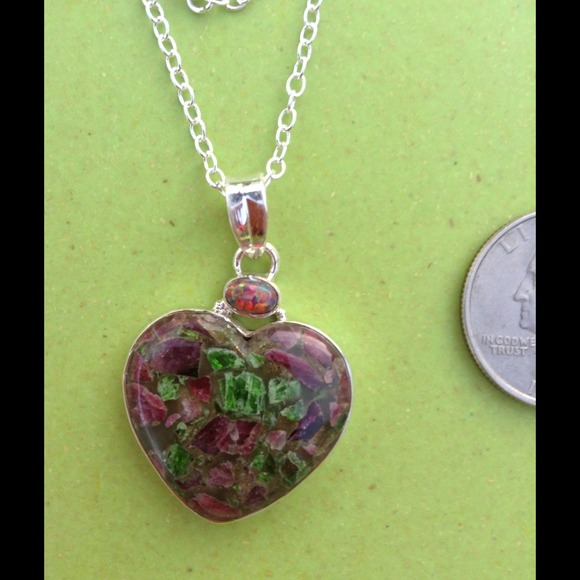 🎉HOST PICK🎉925 Silver Heart Tourmaline&Fire Opal - Picture 3 of 4