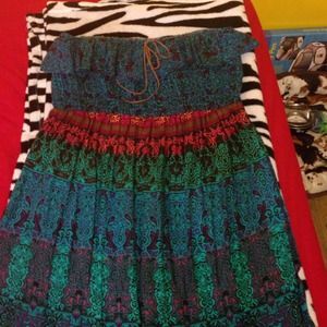 Summer strapless dress.