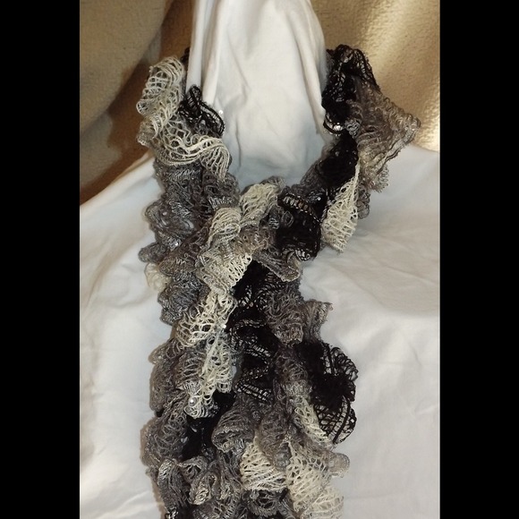 Handmade black, grey, white Scarf - Picture 1 of 1