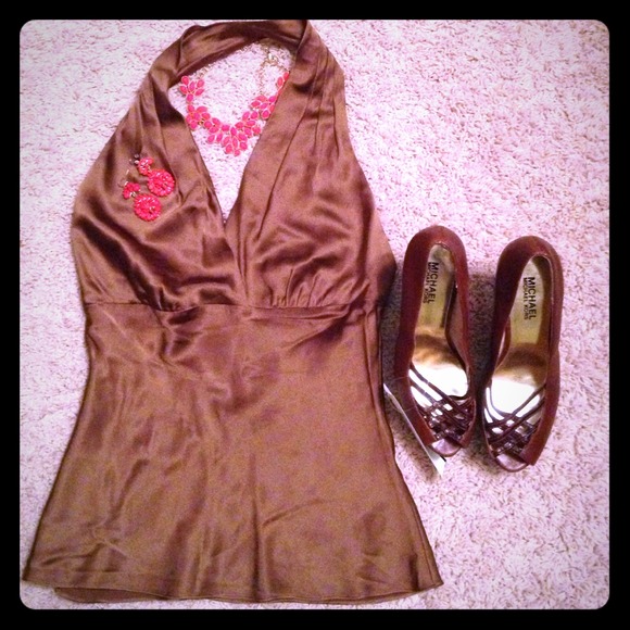 Silk brown halter tank