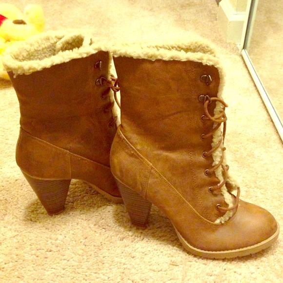 Brown leather with fur lining inside