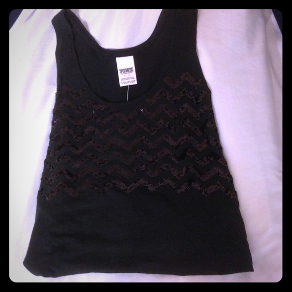 Victorias Secret PINK black sequin top NWOT