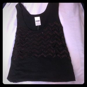 Victorias Secret PINK black sequin top NWOT