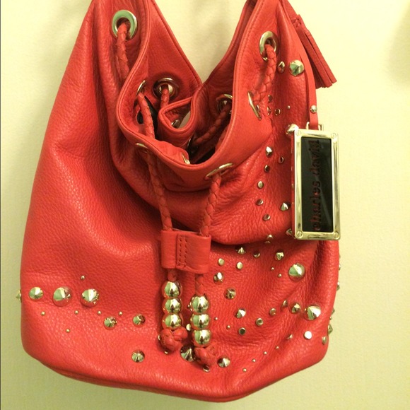 Charles David studded leather bag - Hot Pink!