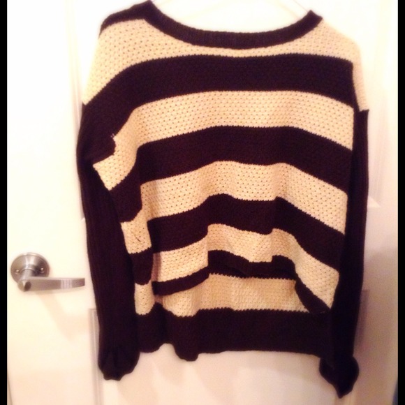 Sweaters - Brown and Cream Striped Knitted Sweater