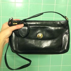 Black leather cross-body purse by HOBO.